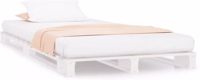 Berkfield Home White Pallet Bed Single Solid Wood Pine W/D/H: 90 x 190 cm