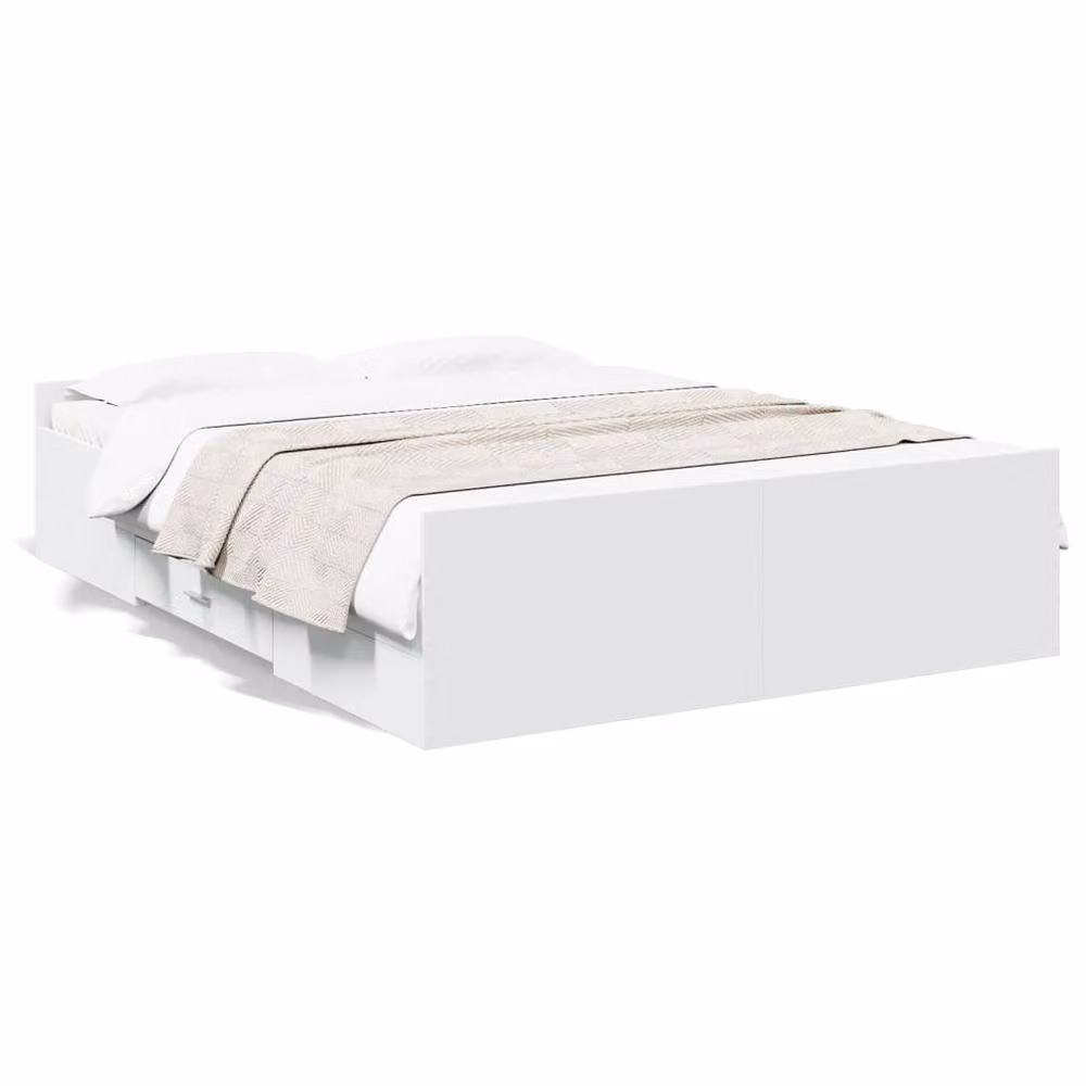 Berkfield Home Small Double Bed Frame with Drawers in White, W/D/H: 120 x 200 cm – 2