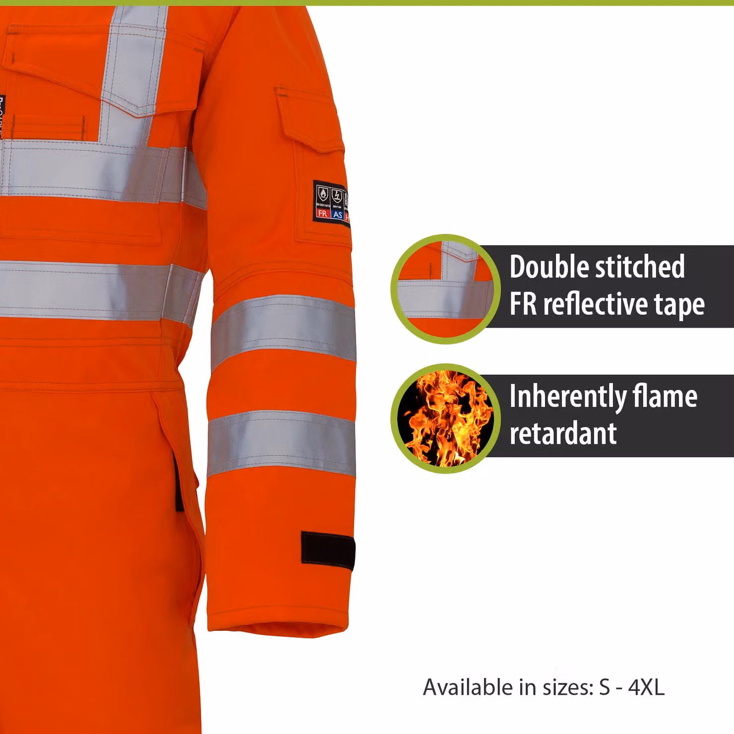 Pegdev Men's Hi-Vis Orange FR Arc Flash Coverall, Size: XXL – 2