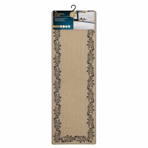 JVL Elegance Machine Washable Non-Slip Entrance Runner Doormat, Floral Design, Sand, Black and Beige, W: 50 cm, L: 150 cm – 1