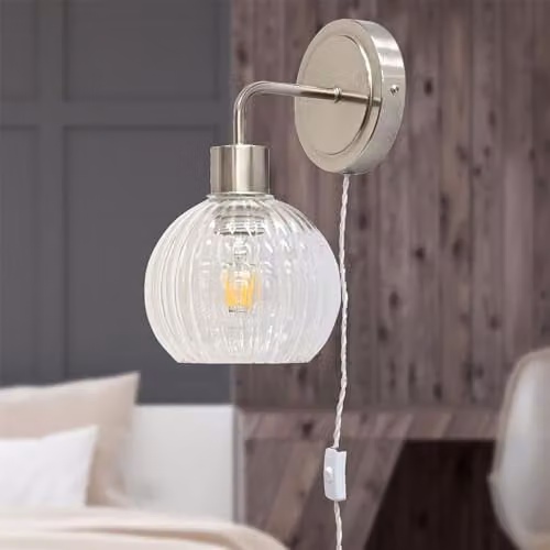 First Choice Lighting Toby Modern Plug in Corded Wall Light Fitting in Silver – 2