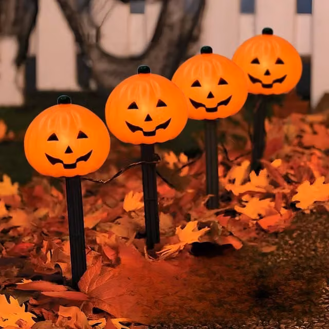 Garden Mile Halloween Pumpkin LED Stake Lights in Orange and Black