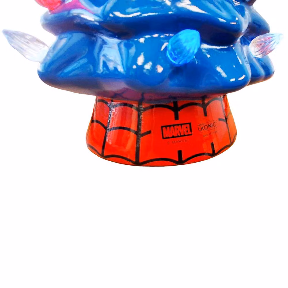 Menkind UKONIC Spider-Man Ceramic Tabletop Christmas Tree with LED Lights in Blue, H: 30 cm, W: 12 cm, D: 12 cm – 3