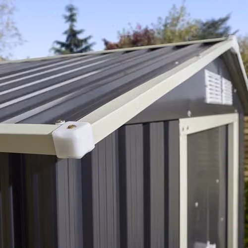 Rowlinson Trentvale 6x4 Metal Apex Shed in Dark Grey with Foundation Kit and Double Doors – 3
