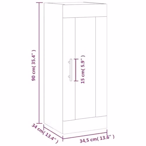 vidaXL Modern Wall Mounted Cabinet in Brown Oak with Glass Doors, W/D/H: 34.5 x 34.0 x 90.0 cm – 3
