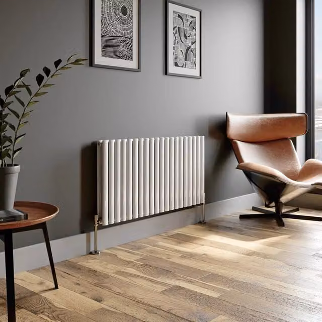 Temprazo Oval Tube Double Panel Horizontal Designer Radiator, White, W/H: 120 x 60 cm