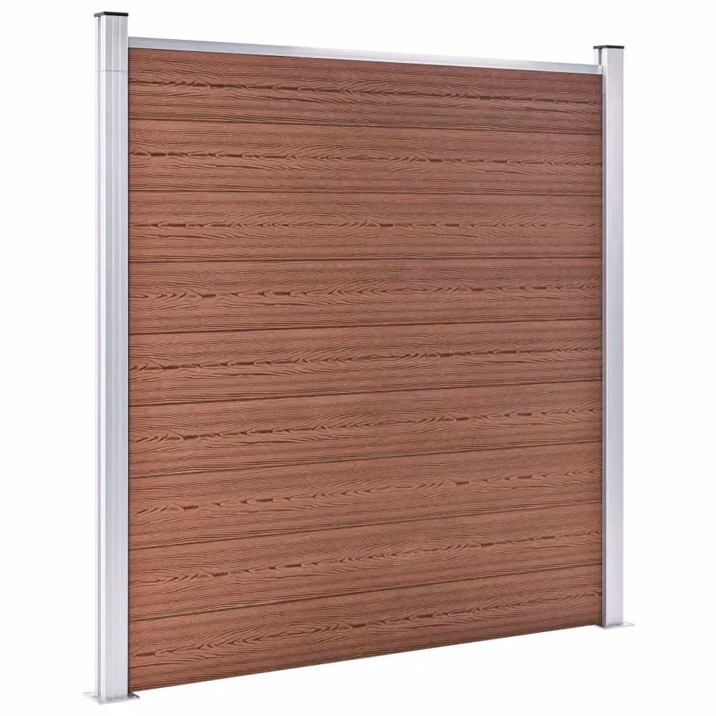 Berkfield Home Garden WPC and Aluminium Fence, Brown, W: 353 cm, H: 186 cm – 2