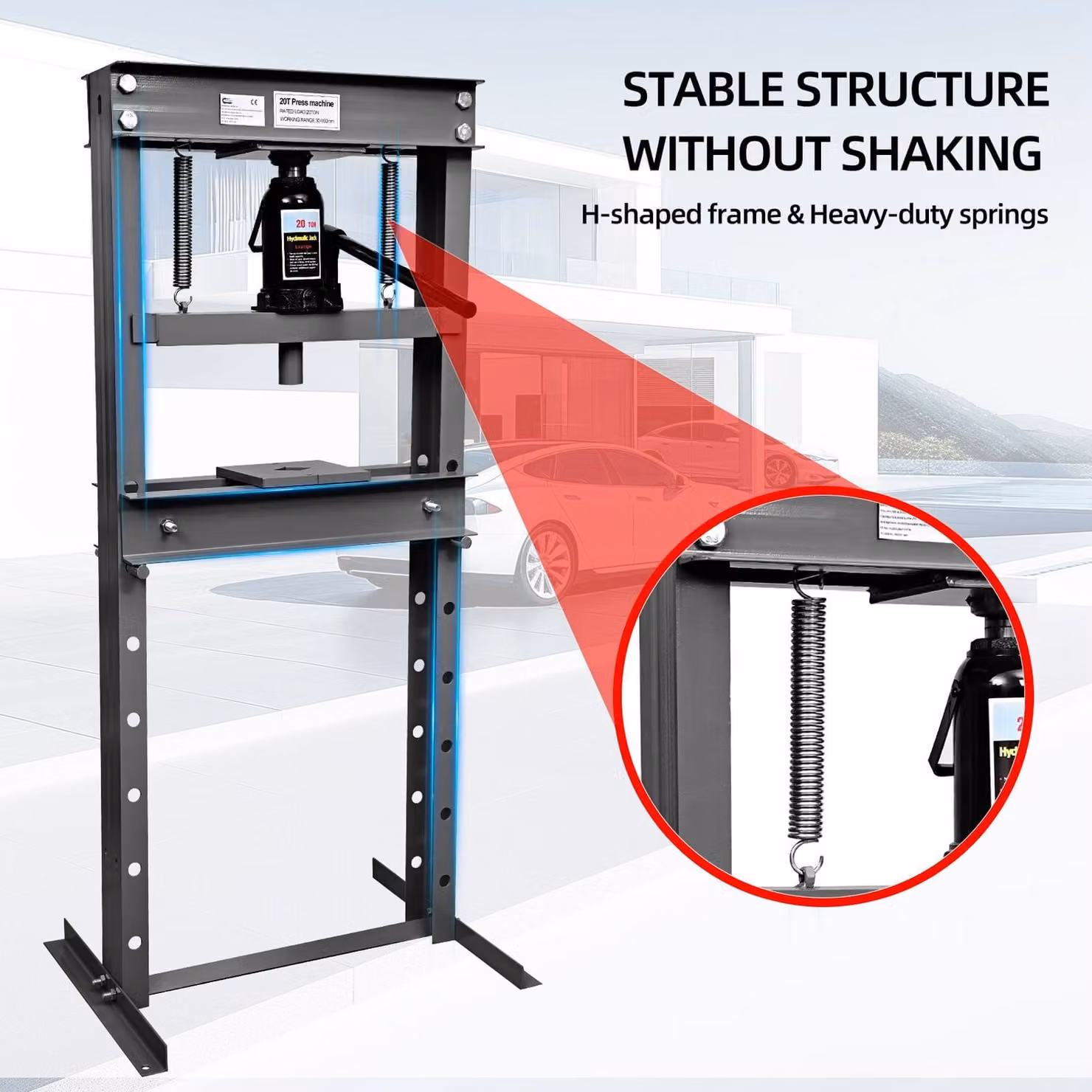 SwitZer 20 Ton Manual Hydraulic Shop Press and Bottle Jack Workshop Bearing Press, Grey – 2