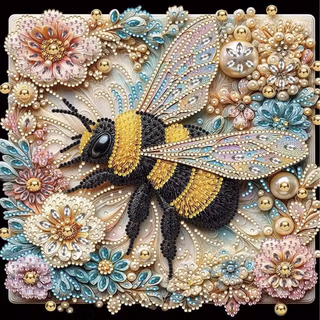 Syntego 5D DIY Floral Bumblebee Diamond Painting Kit for Adults, Multicolour and Yellow
