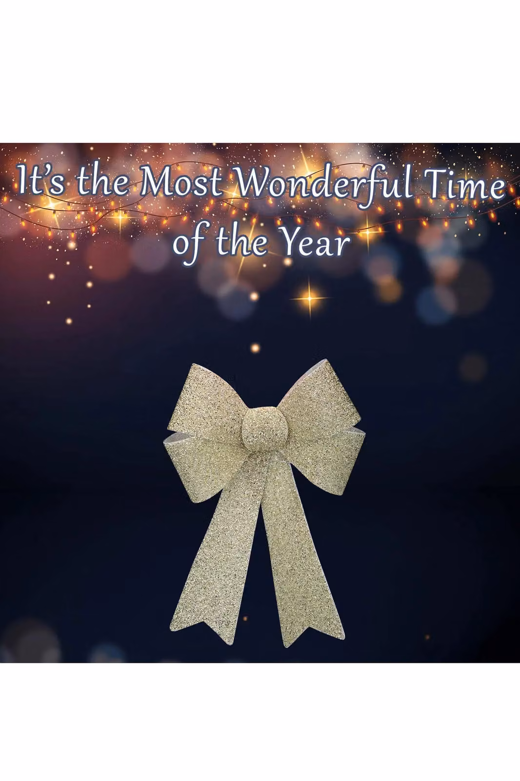 VFM e-Store Tinsel Light Up Bow Christmas Decoration in Champagne and Beige, W/D/H: 43 x 29 x 10 cm – 3
