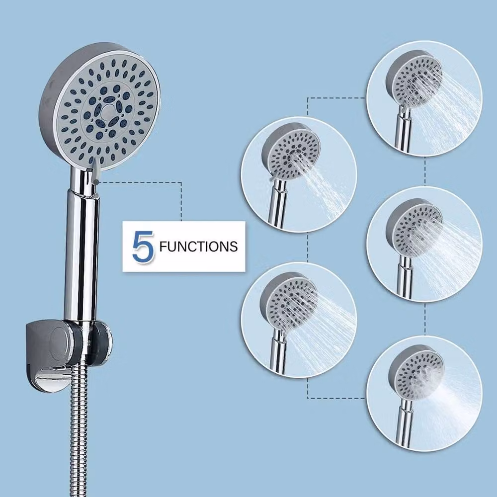 NESTLUNE Luxury Chrome Bath Filler Tap and Shower Mixer Set in Silver – 4