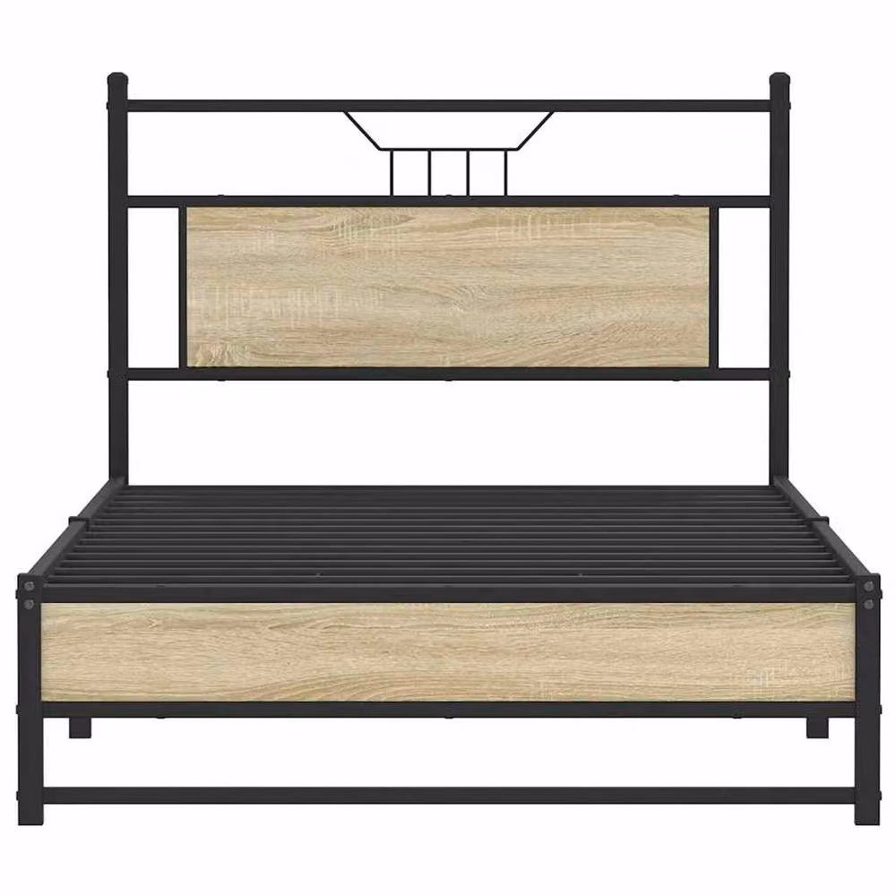 Berkfield Home Sonoma Oak Decorative Bed Frame in Light Oak, W/D/H: 105.5 x 190 x 91.5 cm – 3