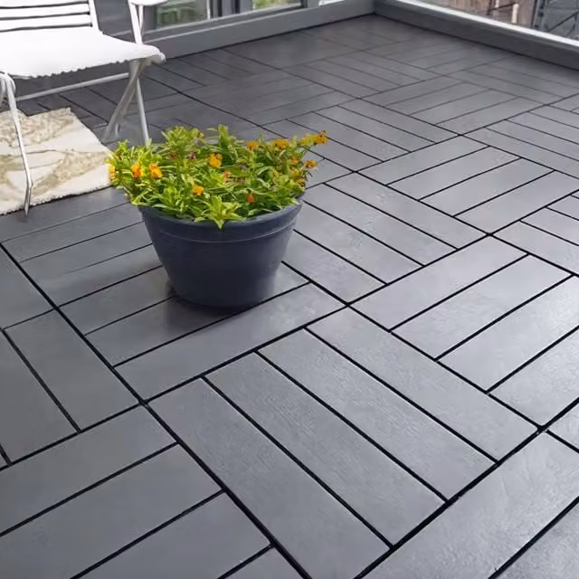 Nicoman Polydeck Interlocking Decking Tiles, Pack of 12, Grey, W/D: 30 x 30 cm – 1
