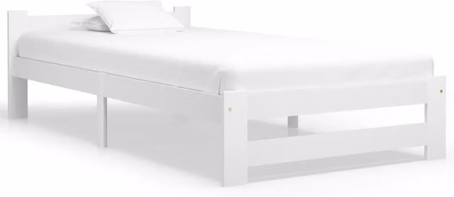 Berkfield Home Classic Bed Frame in White Solid Pine Wood, W/D/H: 90 x 200 cm