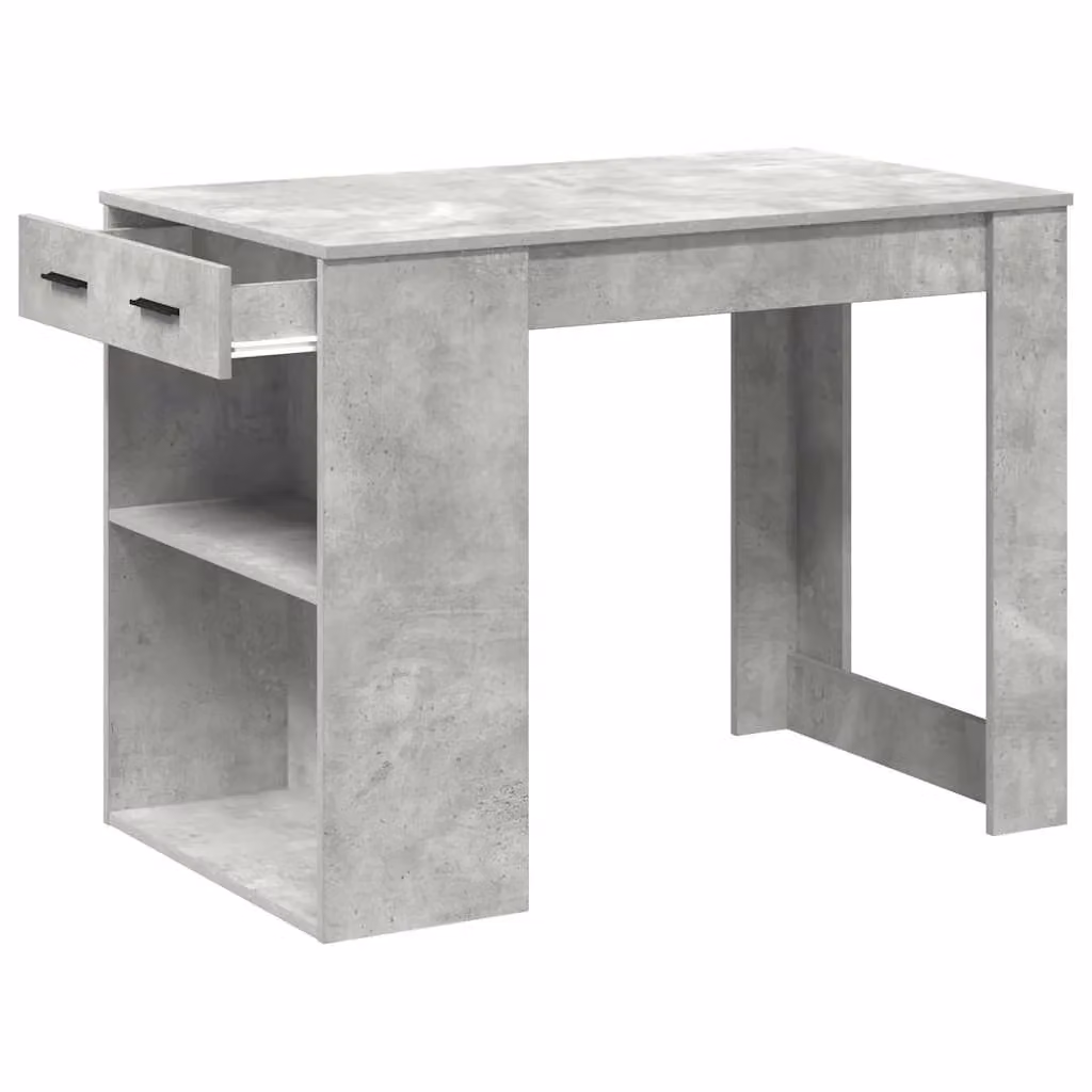 Berkfield Home Writing Desk with Drawer and Shelf in Concrete Grey, W/D/H: 102 x 62 x 77.5 cm – 3