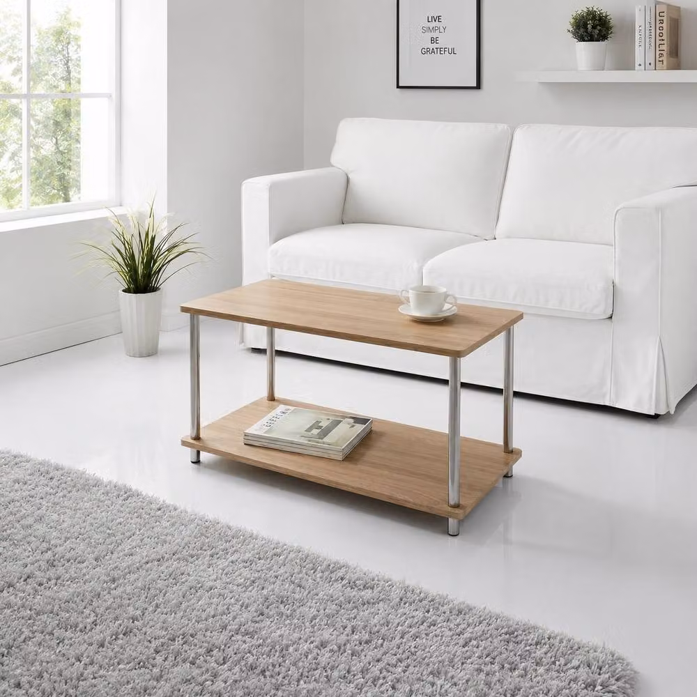 SPOT ON DEALZ Modern Rectangular Solid Oak Coffee Table in Brown, W/D/H: 80 x 40 x 41 cm – 2