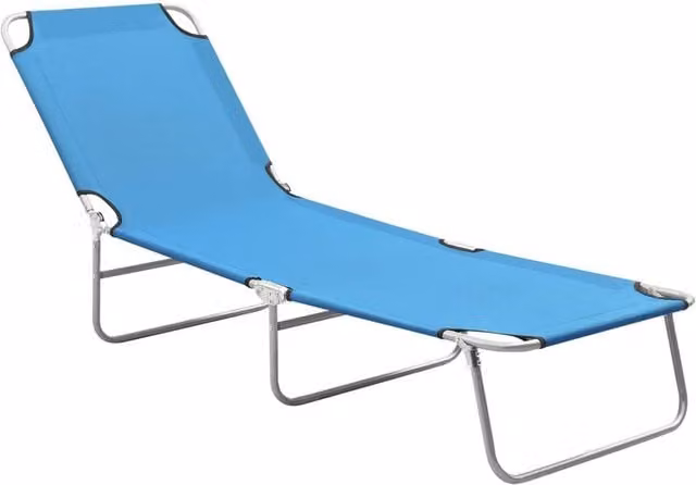 Berkfield Home Folding Sun Lounger with Adjustable Headrest in Turquoise Blue Powder Coated Steel and Textilene Fabric – 1