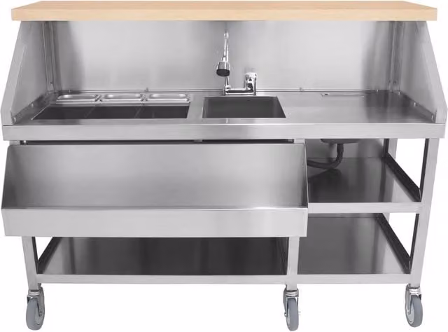 Monstershop Mobile Cocktail Bar Station in Silver with Castors