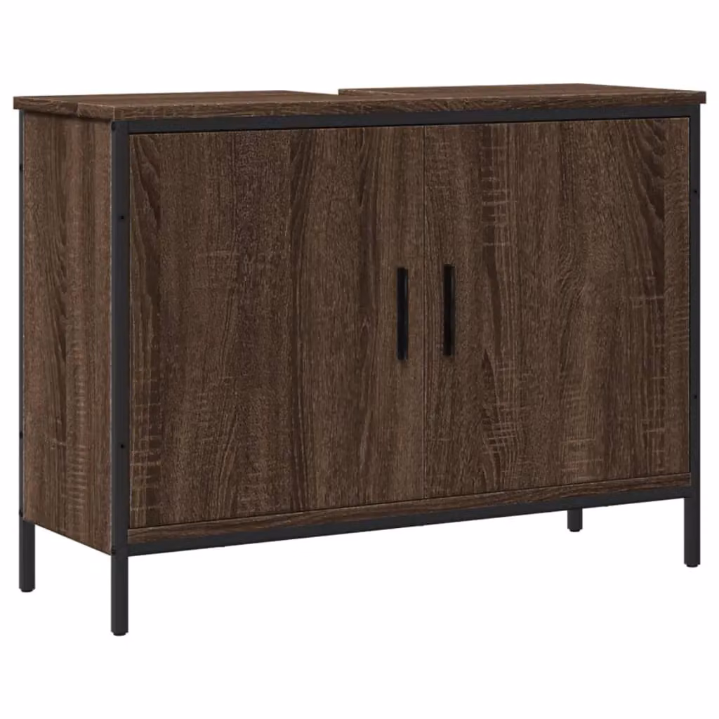 Berkfield Home Wall Mounted Brown Oak Bathroom Sink Cabinet W/D/H: 80 x 30 x 60 cm – 2