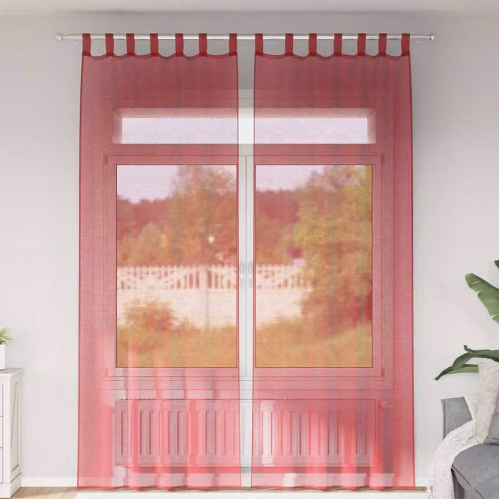 Berkfield Home Red Voile Fabric Panel Curtains with Tabs, 2 Pack, W: 140 cm, H: 260 cm – 2