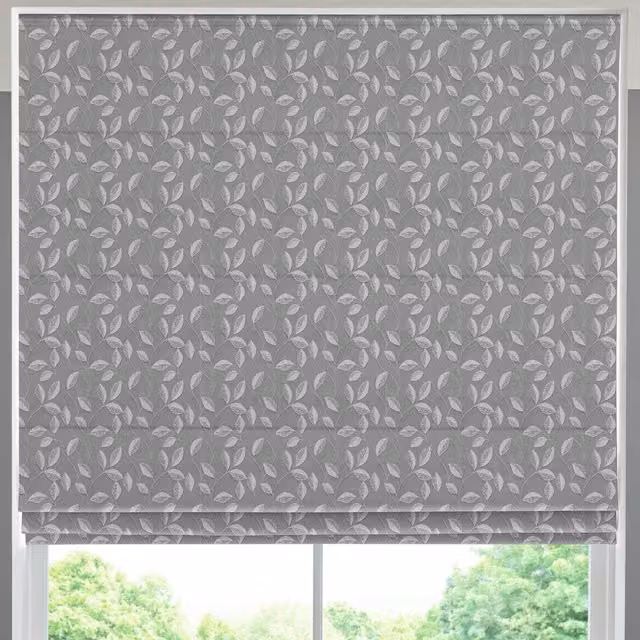 Simply Collection Leaf Vine Made to Measure Blackout Roman Blind in Grey Floral Pattern