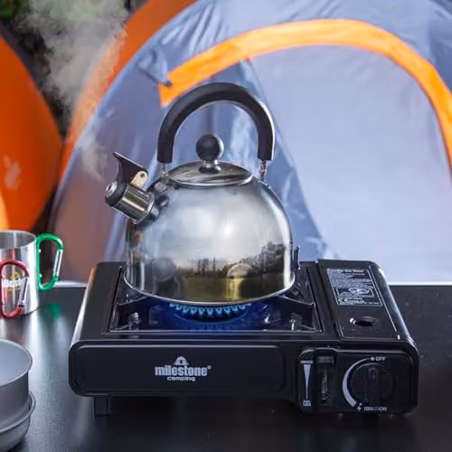 Milestone Camping 2L Whistling Stainless Steel Camping Kettle in Silver – 6
