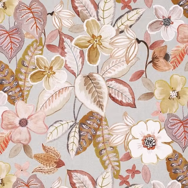 Ante Decor Florence Floral Cotton Fabric Panel in Pink, Purple and Multicolour