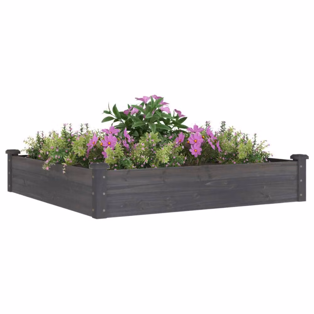 Berkfield Home Garden Raised Bed with Liner in Grey, Solid Wood Fir, W/D/H: 120 x 120 x 25 cm – 3