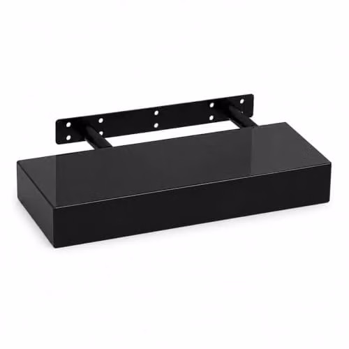 iTrend High Gloss Black Floating Wall Shelf, Modern MDF Wall Mounted Storage Shelf for Living Room, Kitchen and Bathroom, W: 30 cm, D: 23.5 cm, H: 3 cm – 1