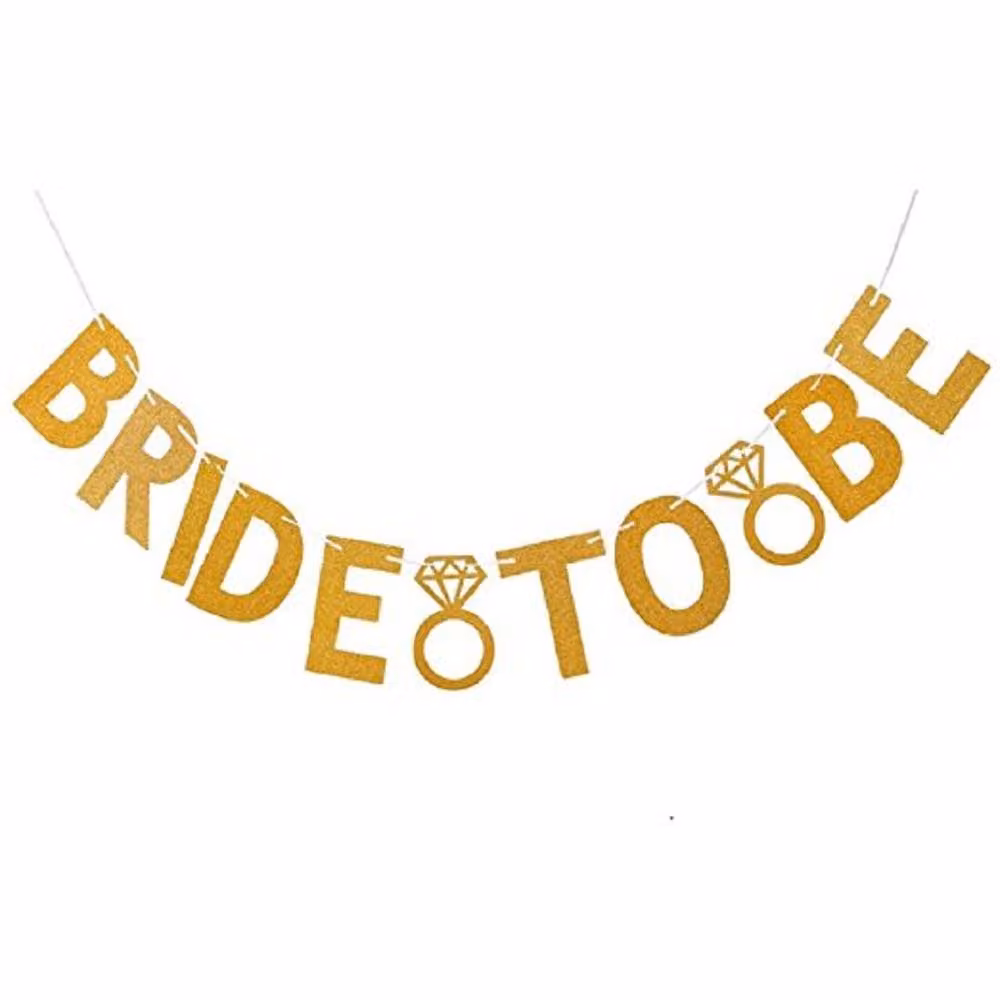 LARANGE Bride To Be Gold Glitter Pennant Banner for Wedding and Hen Party Celebrations, Length: 152.4 cm – 2