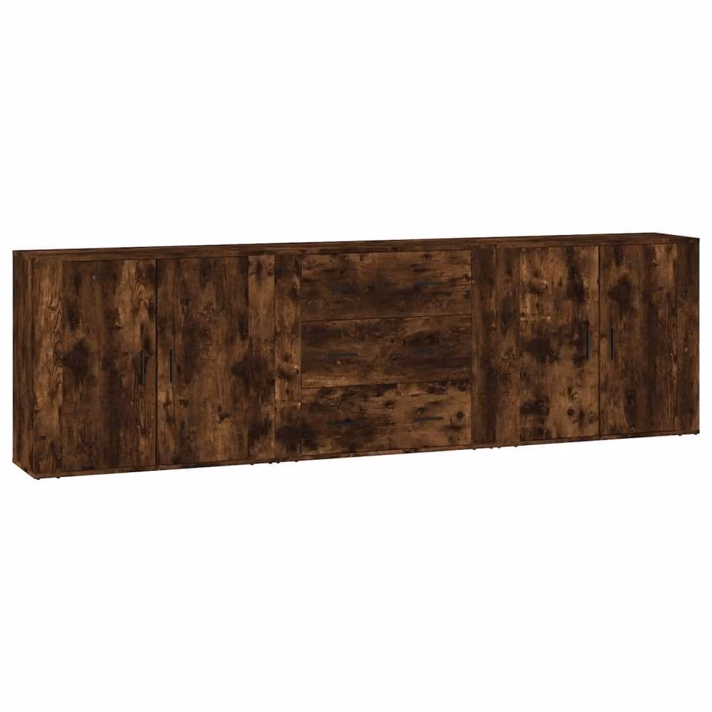 Berkfield Home 3-Piece Smoked Oak Sideboard Set in Brown, MDF – 2
