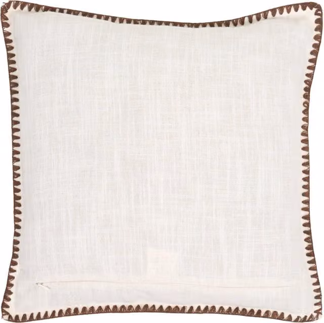 Divante Margot Stitch Edge Square Cushion in Beige, White and Multicolour