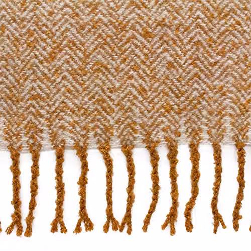 Furn Weaver Woven Herringbone Geometric Throw in Rust Red, W: 130 cm, D: 180 cm – 3