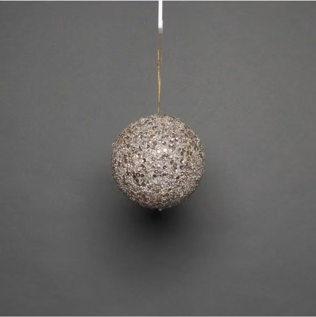 KDMD Champagne Glitter Christmas Baubles, 2 Pack, Grey and Gold, Diameter: 10 cm