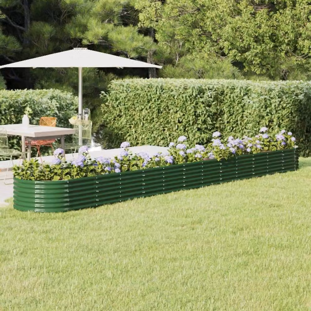 Berkfield Home Green Powder-coated Steel Raised Bed W: 512 cm, D: 80 cm, H: 36 cm – 2