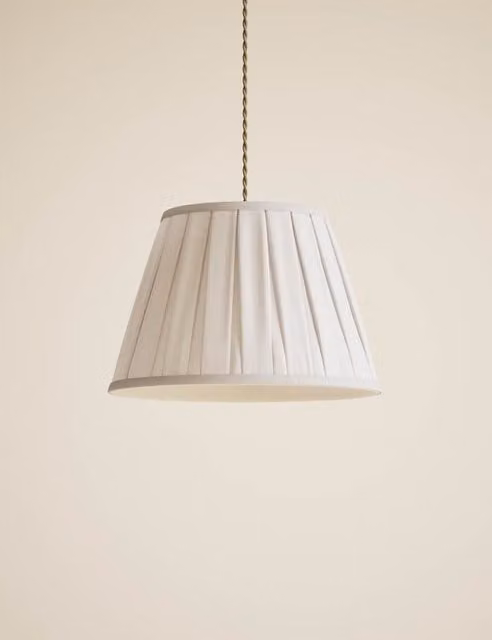 M&S Classic Wide Pleated Fabric Lampshade in Beige