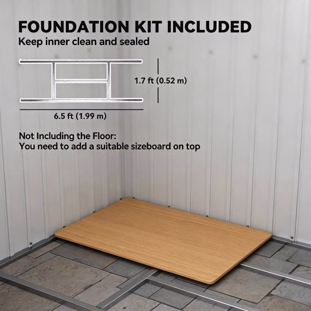 STILVORA Modern Grey Galvanised Steel Garden Shed with Sliding Doors and Side Vent, W: 204 cm, D: 119 cm, H: 172 cm – 8