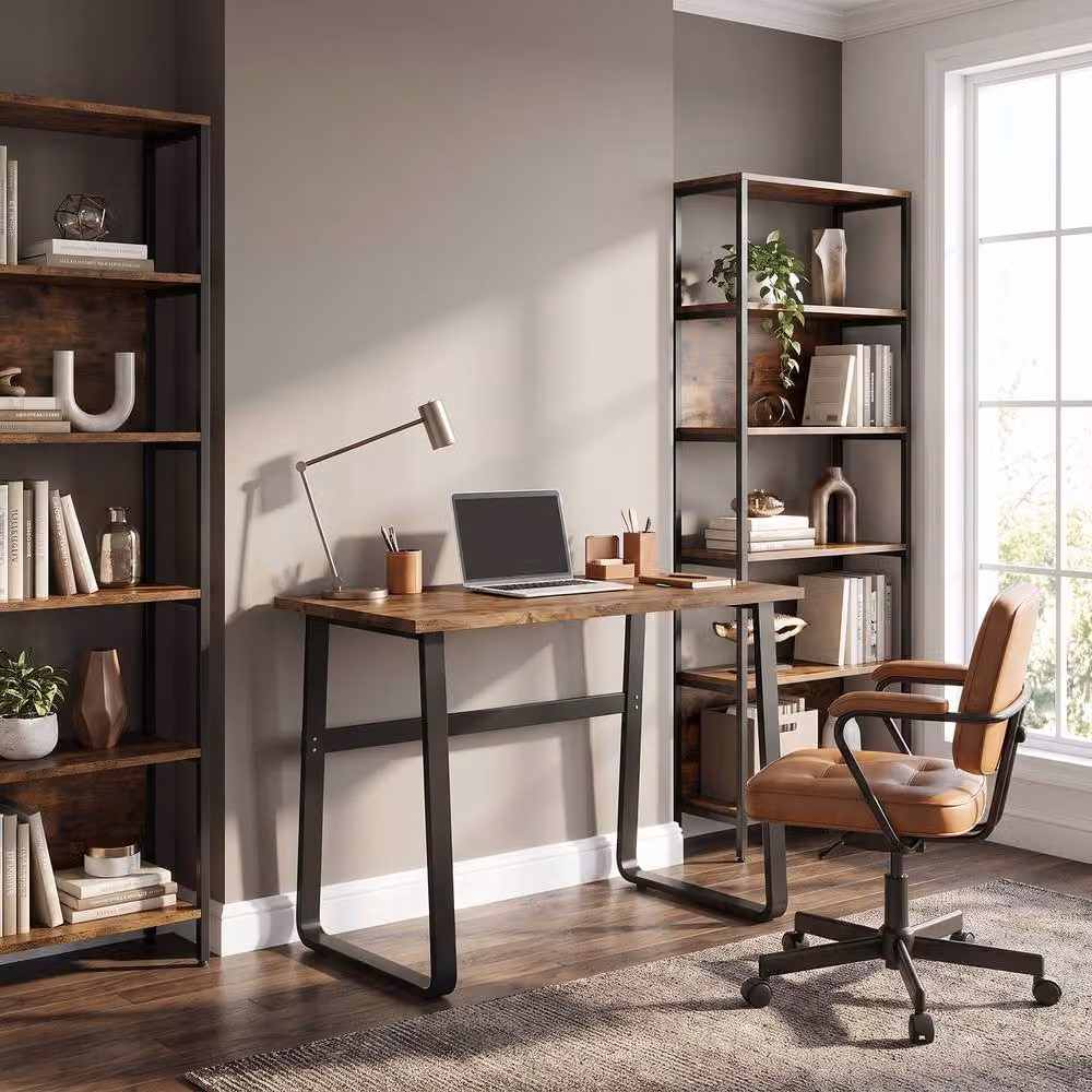Rolipo Industrial Writing Desk in Brown with Metal Legs, W: 100 cm, D: 58 cm – 3
