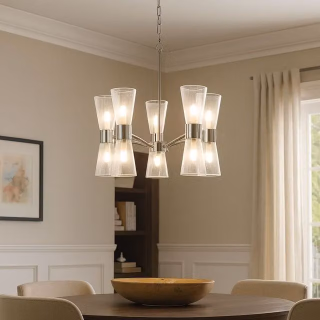 Pagazzi Herrera 10 Light Polished Chrome and White Glass Pendant Ceiling Light