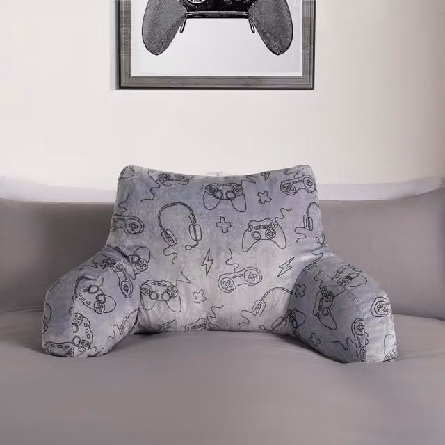 OHS Grey Graphic Print Plush Cuddle Cushion