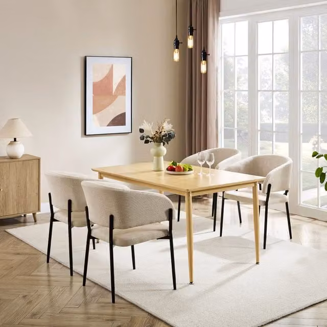 VonHaus Burton 6 Seater Mid Century Rectangular Dining Table in Brown