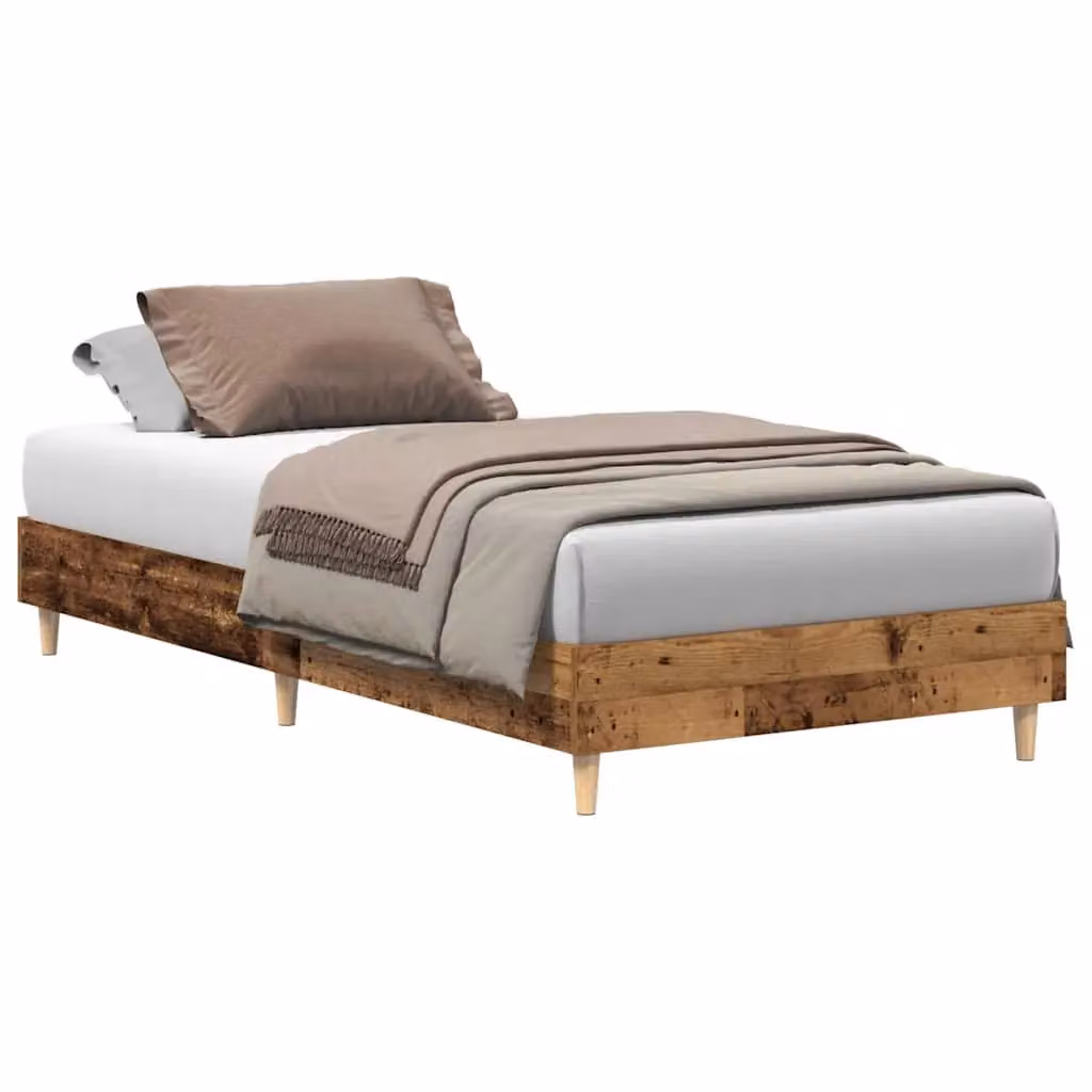 Berkfield Home Rustic Old Wood Bed Frame in Brown, W/D/H: 90 x 200 cm – 2