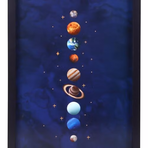 Something Different Solar System Framed Wall Print in Blue and Black – 2
