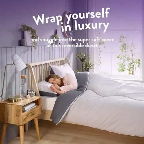 Slumberdown Coverless 2-in-1 Embossed Duvet and Matching Pillowcase Set, Grey, Single, 9 Tog, W: 135 cm, L: 200 cm – 3