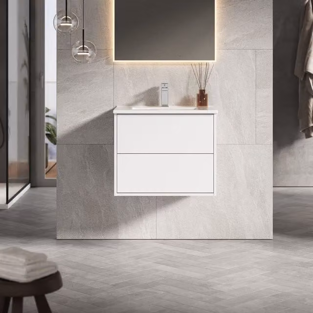 Banyetti Venti 600mm Wall Hung Vanity Unit with Lira Basin, Matt White