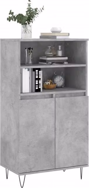 Berkfield Home Highboard in Concrete Grey, W: 60 cm, D: 36 cm, H: 110 cm