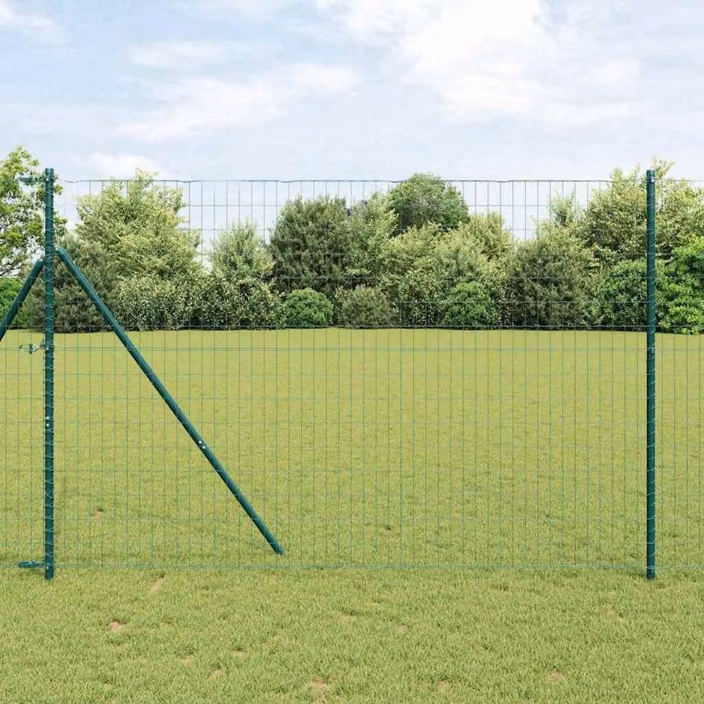 Berkfield Home Green Euro Fence with 7 Posts, Galvanised Steel, 1.6 x 10 m – 2