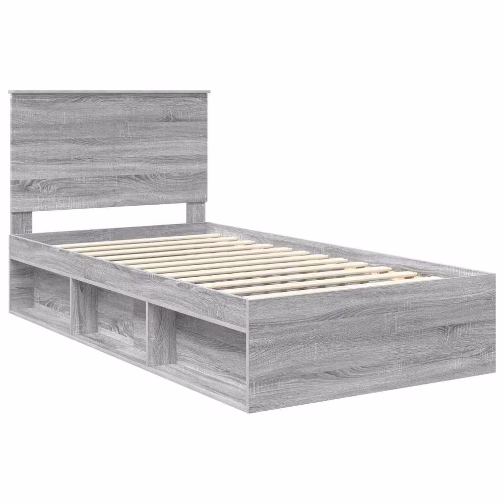 Berkfield Home Sonoma Bed Frame in Grey Solid Pine Wood, W/D/H: 100 x 200 cm – 2