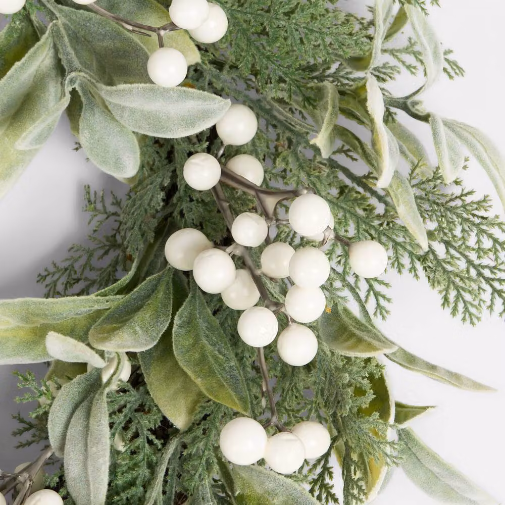 OHS White and Multicolour Floral Artificial Wreath with Flowers and Leaves, Diameter: 40.64 cm – 5