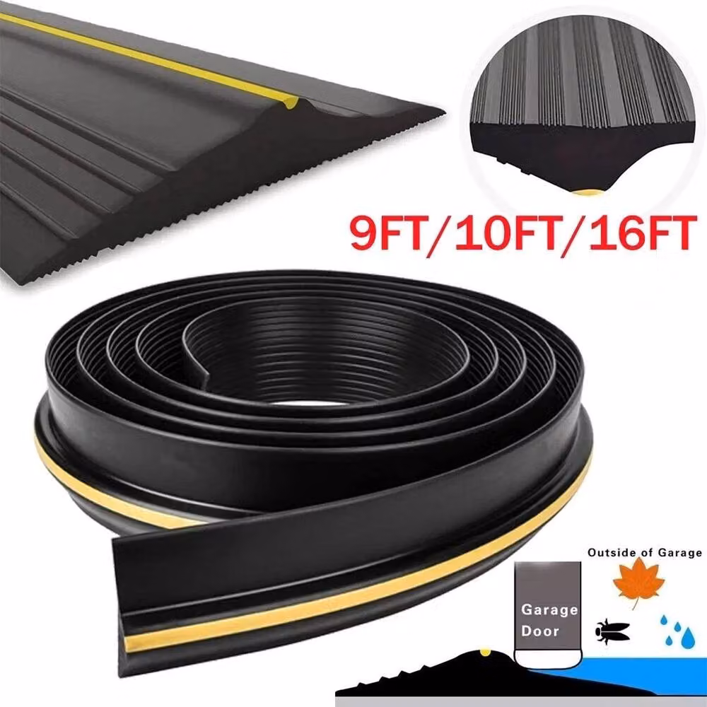 NESTLUNE Black EPDM Rubber Garage Threshold Weather Door Seal Strap W: 1000 cm, H: 52 cm – 2